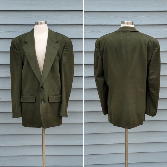 Vintage 70s Neiman Marcus Olive Green 100% Cashmere Blazer Jacket